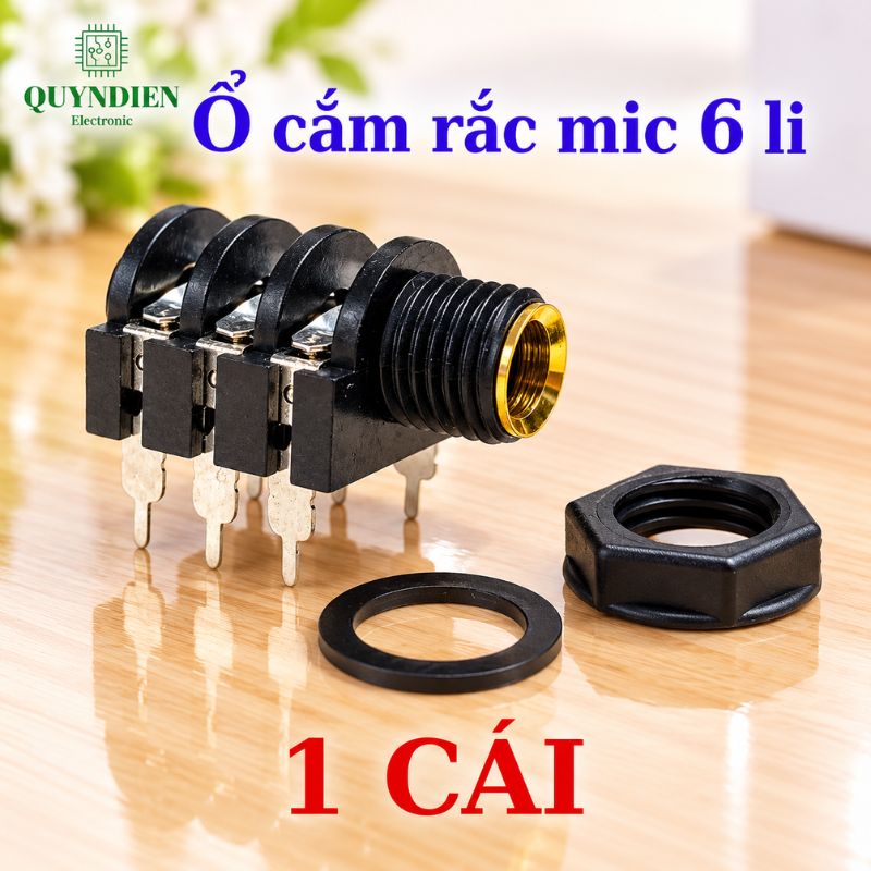 Ổ Mic cái Jack 6.3mm xi vàng cắm mạch
