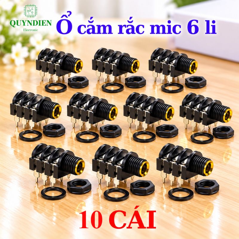 Ổ Mic cái Jack 6.3mm xi vàng cắm mạch