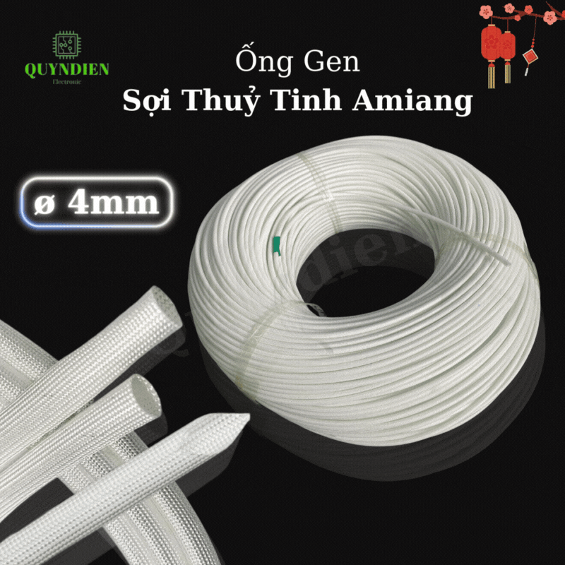 Ống gen sợi thuỷ tinh AMIANG chống cháy 5mm - Cuộn 100 mét