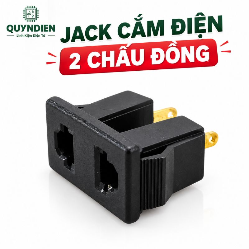 Ổ Jack Cắm AC 2 Lỗ gài Chấu Đồng