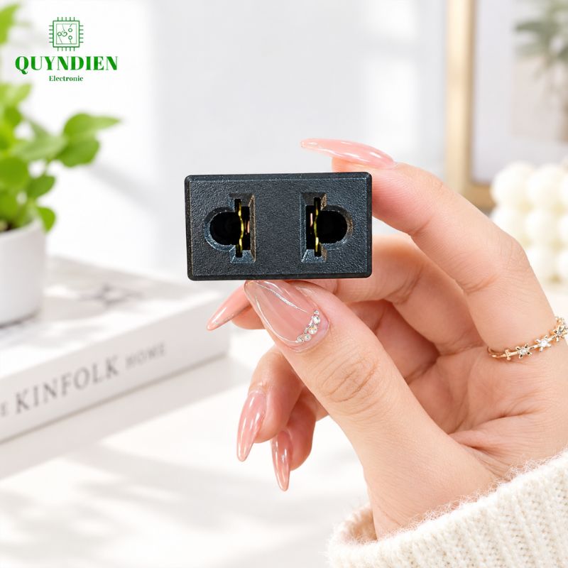 Ổ Jack Cắm AC 2 Lỗ gài Chấu Đồng