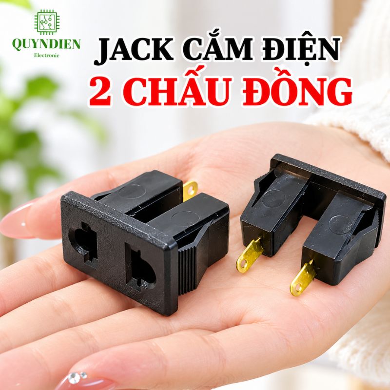 Ổ Jack Cắm AC 2 Lỗ gài Chấu Đồng