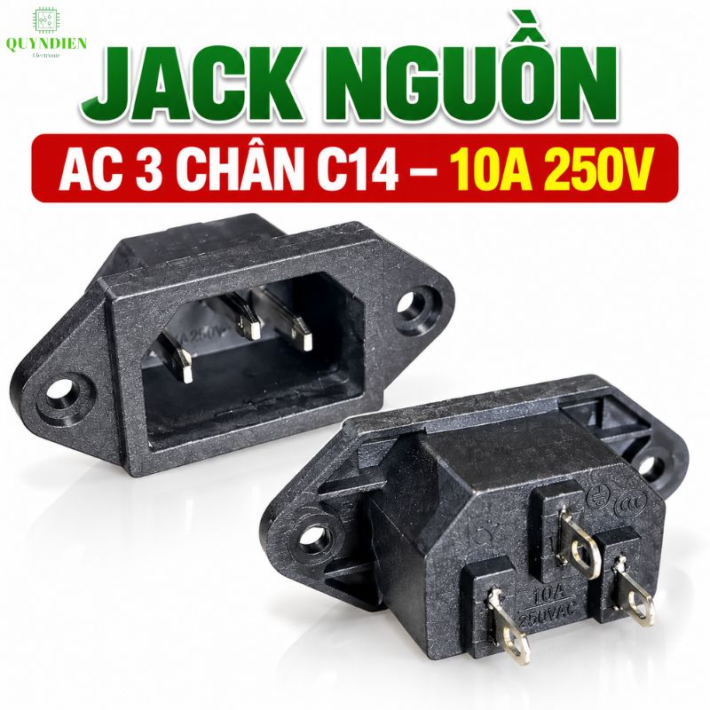 Ổ Jack Nguồn AC 3 Chấu 10A 250V