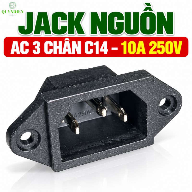 Ổ Jack Nguồn AC 3 Chấu 10A 250V