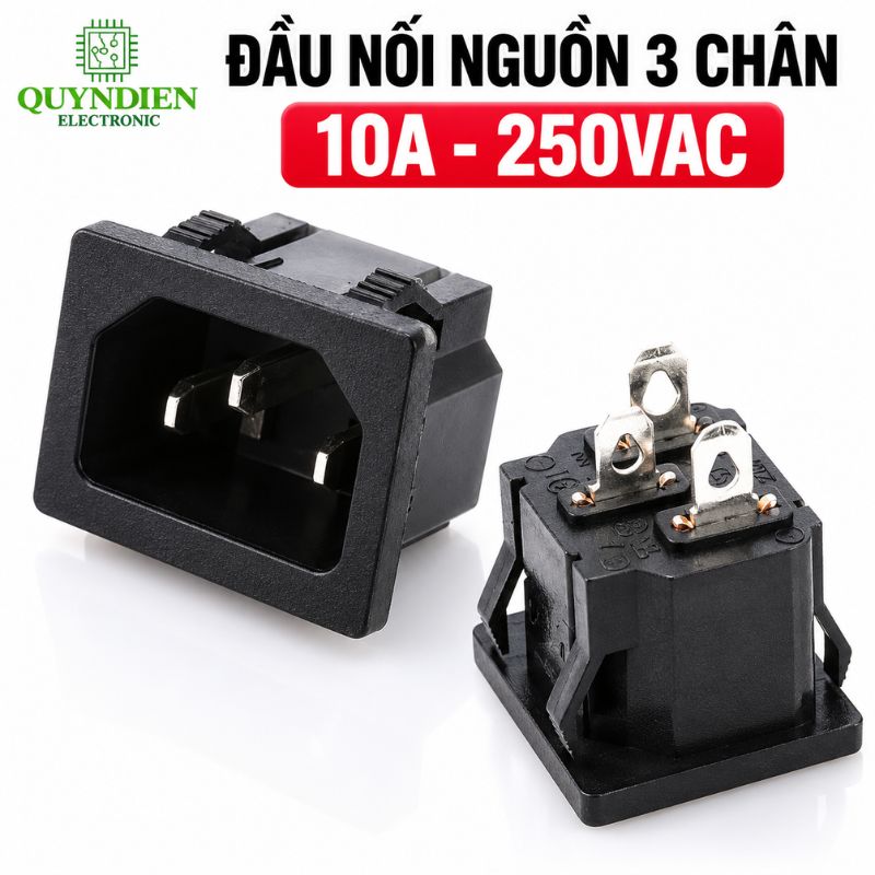 Ổ Jack Nguồn AC 3 Chân 10A 250VAC loại gài