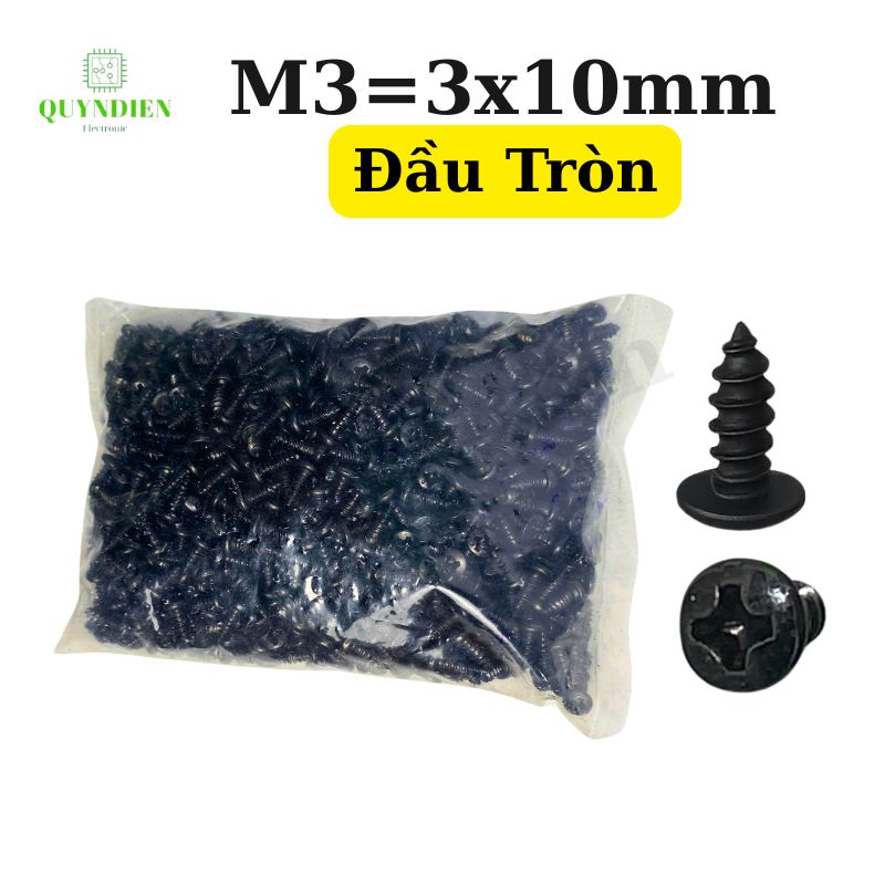 Ốc Vít Nhọn Đầu Tròn M3x10mm - Túi 1000 Con
