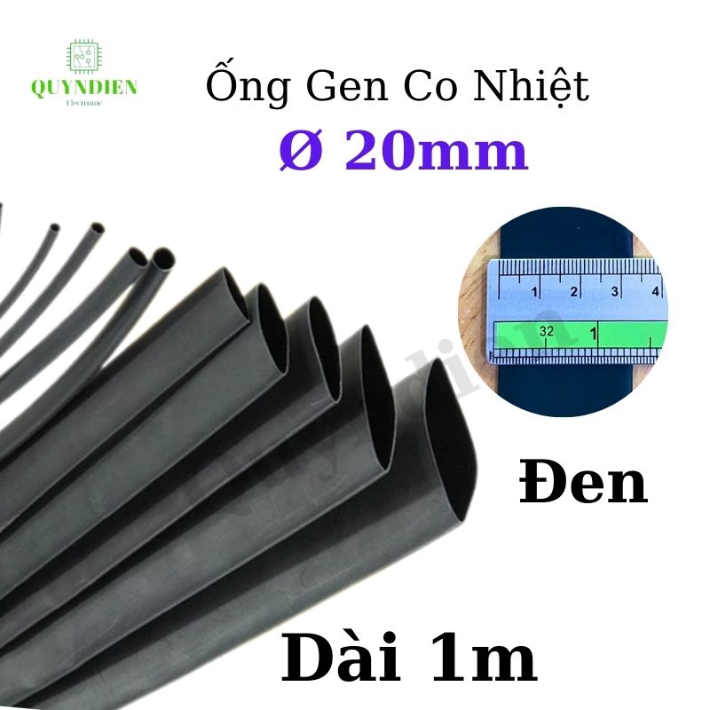 Gen co nhiệt size 20mm màu đen