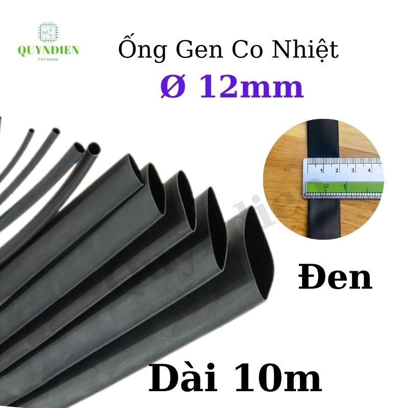 Gen co nhiệt size 12mm màu đen