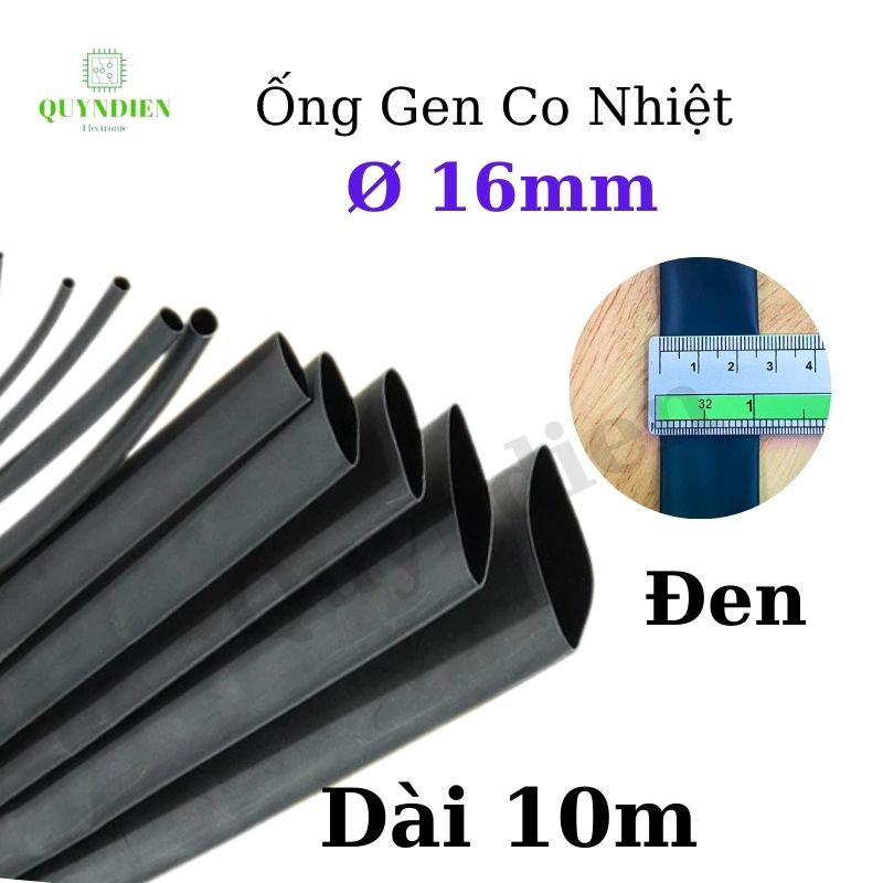 Gen co nhiệt size 16mm màu đen