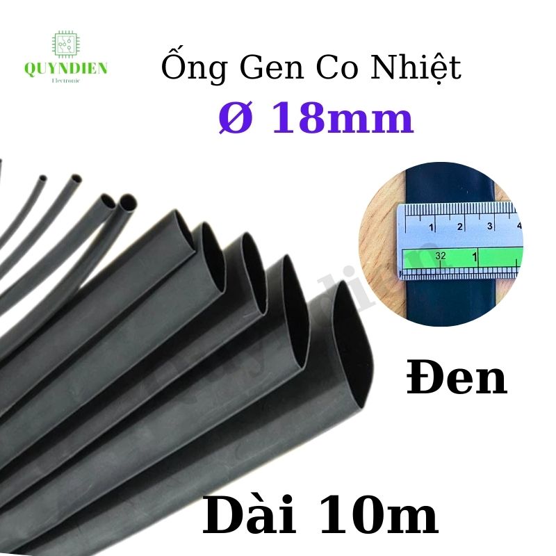 Gen co nhiệt size 18mm màu đen