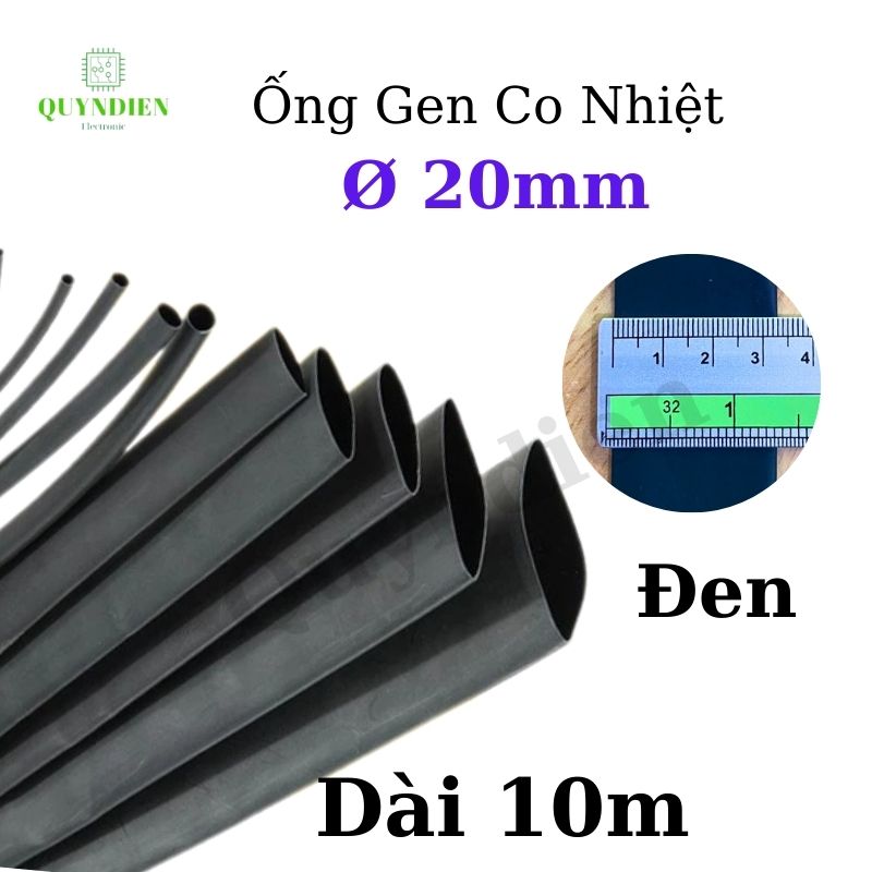 Gen co nhiệt size 20mm màu đen