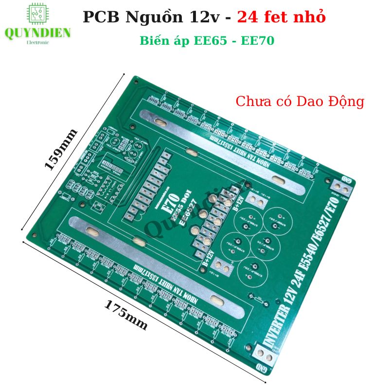 PCB Mạch công suất đổi điện DC ra DC - 24 fet nhỏ E65 - E70 (Chưa có Dao Động)