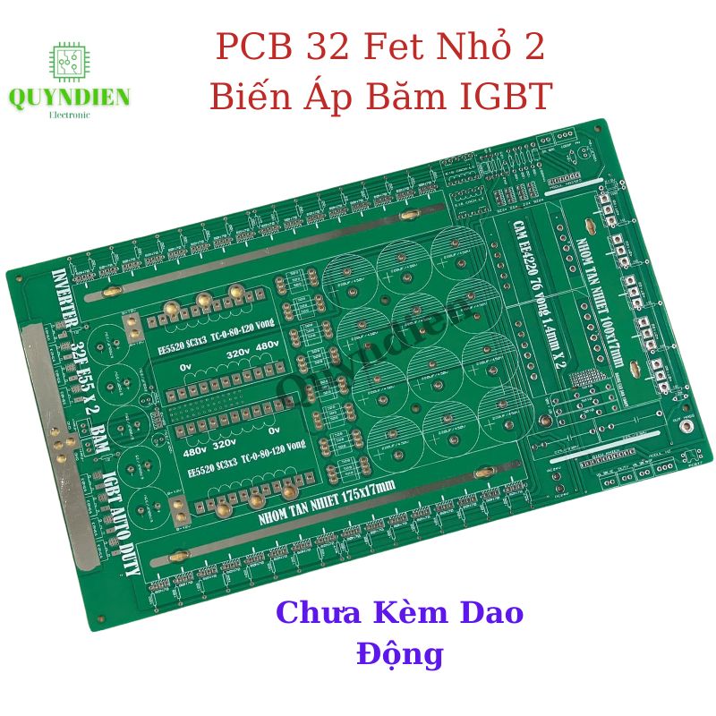 PCB bo mạch kích đ iện 32 fet nhỏ 2 biến áp E5520 đảo pha băm IGBT Auto Duty (Kèm dao động)