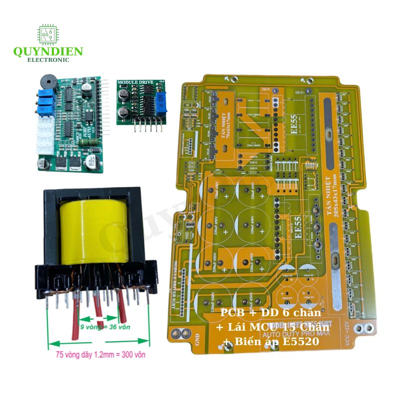 PCB Nguồn Mạch 18Fet IGBT Auto Nguồn Nước + Boar Dao Động + Module Lái IGBT + Biến Áp E5520 Đứng