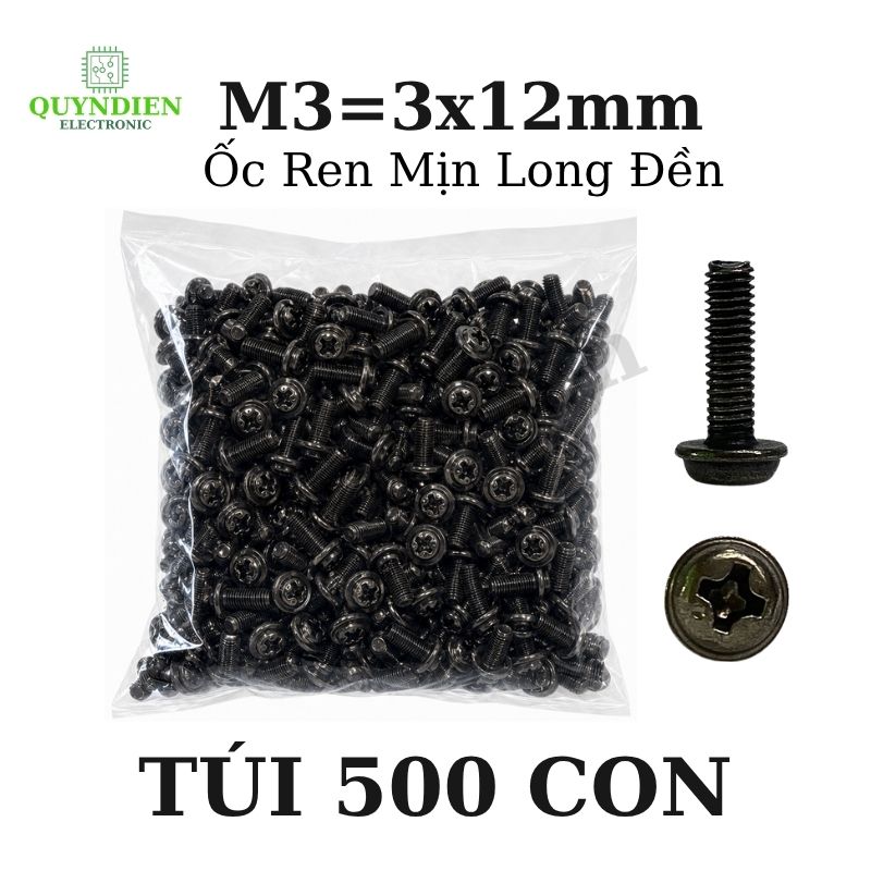 Ốc Vít Ren Mịn Đầu Long Đền M3x12mm