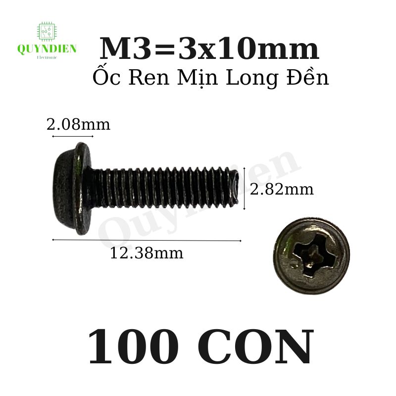 Ốc vít ren mịn M3x10mm đầu long đền dài 10mm - 100 Con