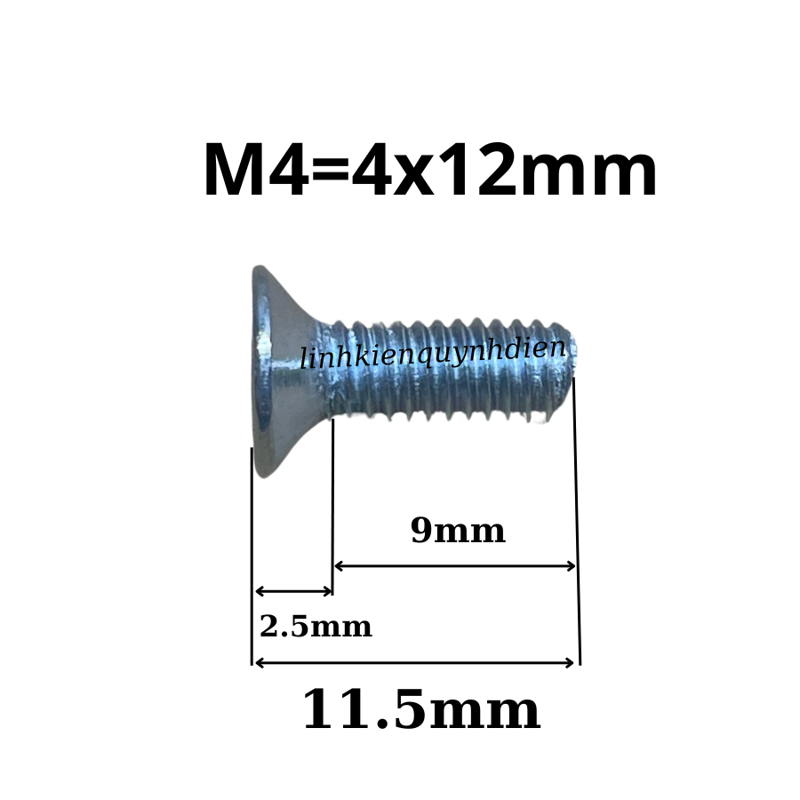 Ốc vít M4 dài 12mm dài15mm đầu col ren mịn Túi 100 con