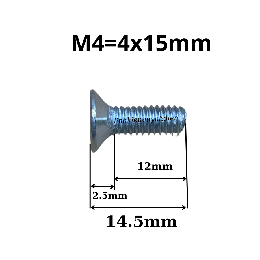 Ốc vít M4 dài 12mm dài15mm đầu col ren mịn Túi 100 con