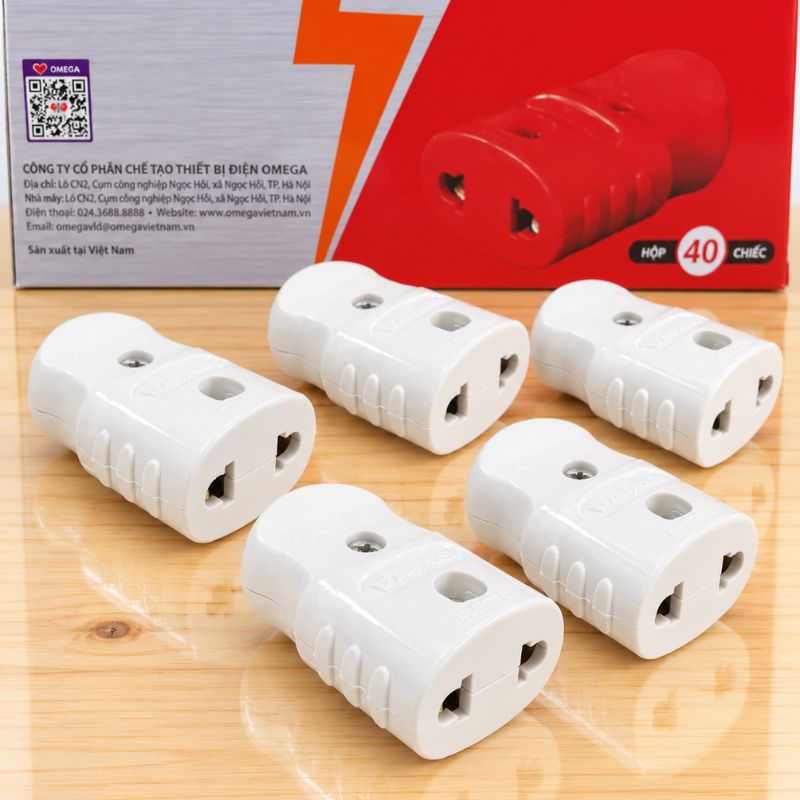 Phích Cắm Cái Chịu Tải Cao 3000W - VAT - ( VT1103/ VT1102 ) Phích cái siêu chịu tải D3000W-T (màu trắng)