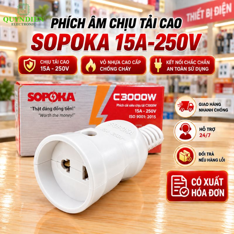 Phích Cắm Cái Chịu Tải Cao 3000W