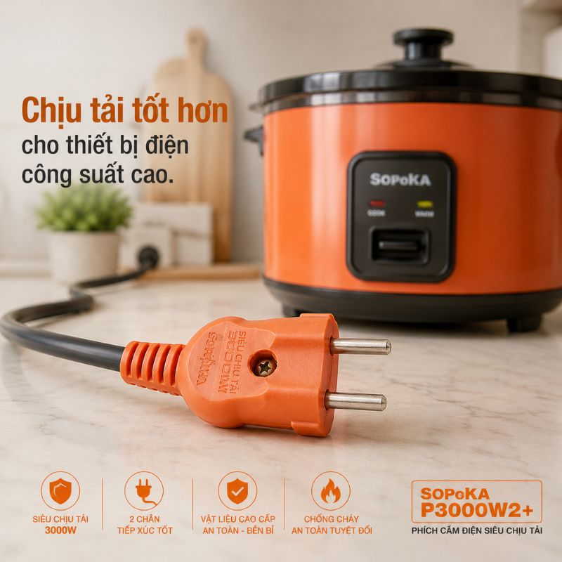 Phích Cắm Điện Siêu Chịu Tải P3000W2+