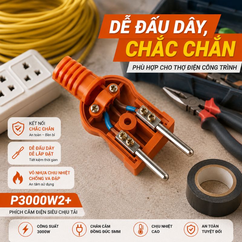 Phích Cắm Điện Siêu Chịu Tải P3000W2+