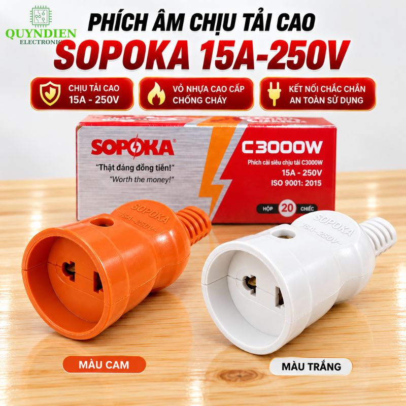 Phích Cắm Cái Chịu Tải Cao 3000W
