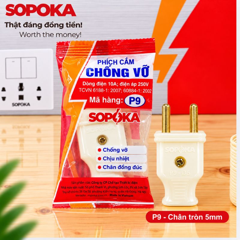 Phích Cắm Điện Dương Chân Lớn Sopoka P9