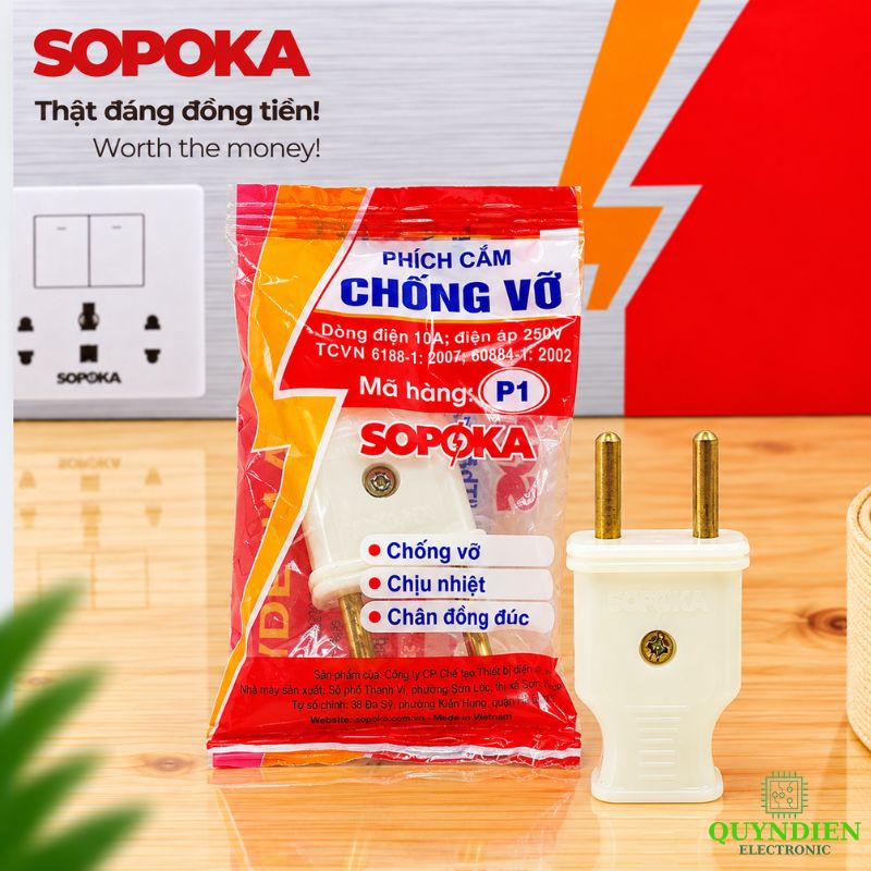 Phích cắm điện dương chân tròn 4mm chống vỡ SOPOKA P1