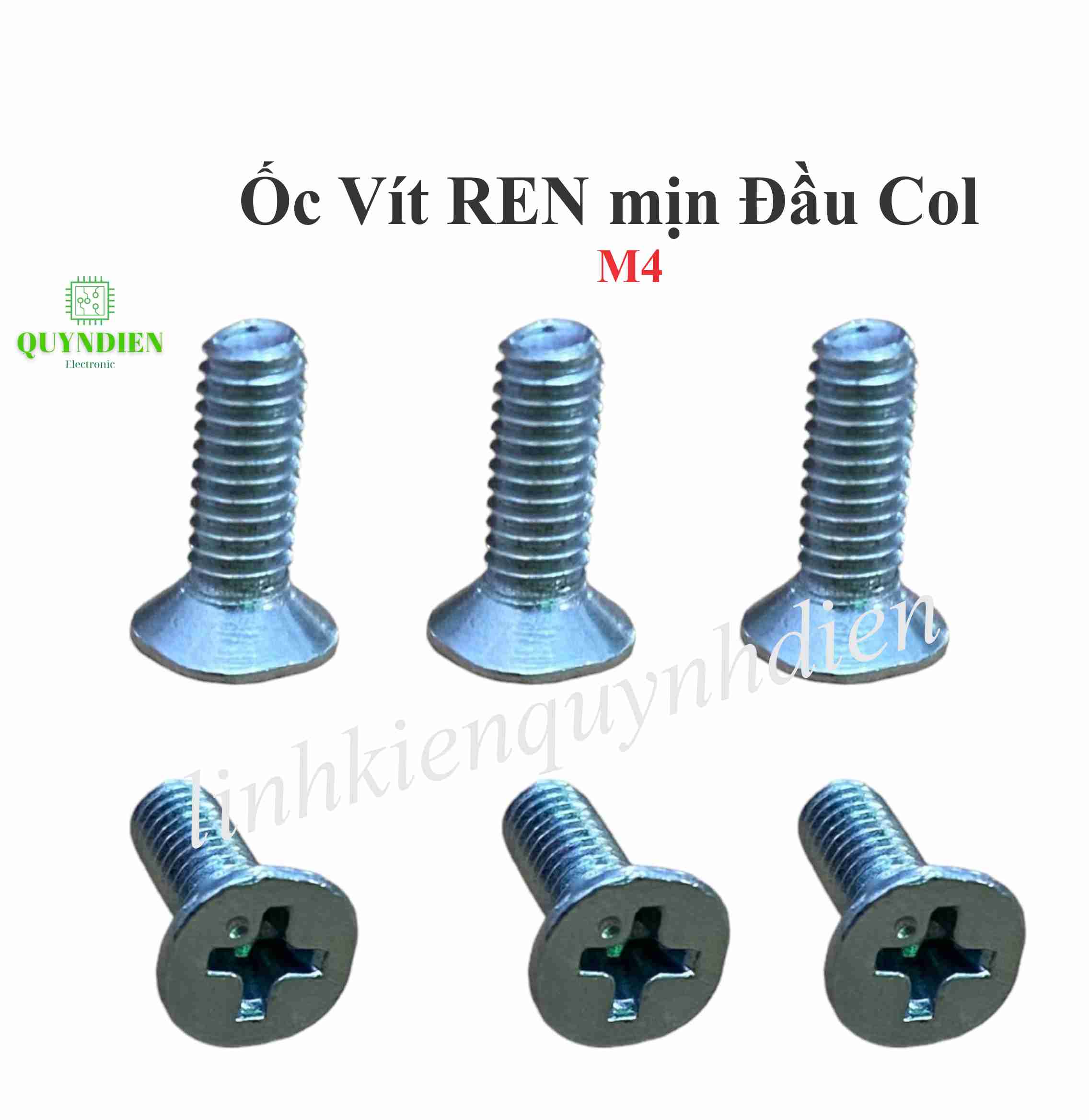 Ốc vít M4 dài 12mm dài15mm đầu col ren mịn Túi 100 con