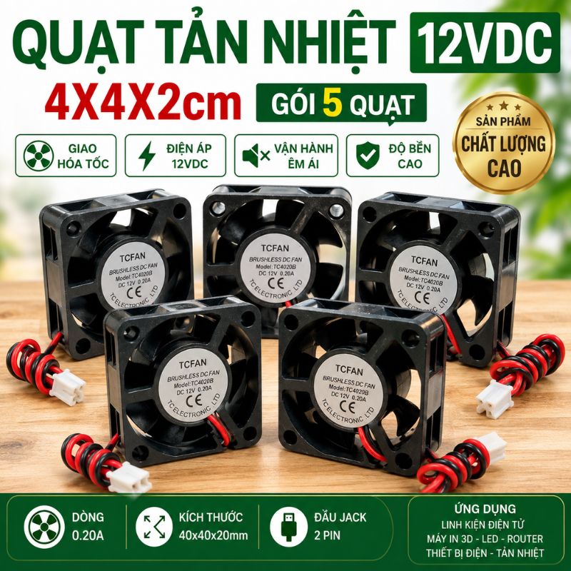 Quạt Tản Nhiệt 12V 4x4x2cm 0.2A - 0.3A