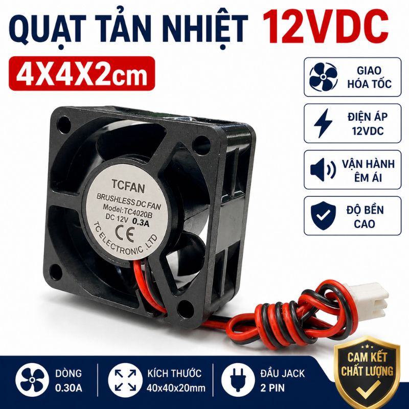 Quạt Tản Nhiệt 12V 4x4x2cm 0.2A - 0.3A