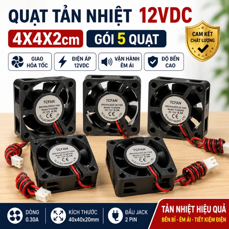 Quạt Tản Nhiệt 12V 4x4x2cm 0.2A - 0.3A