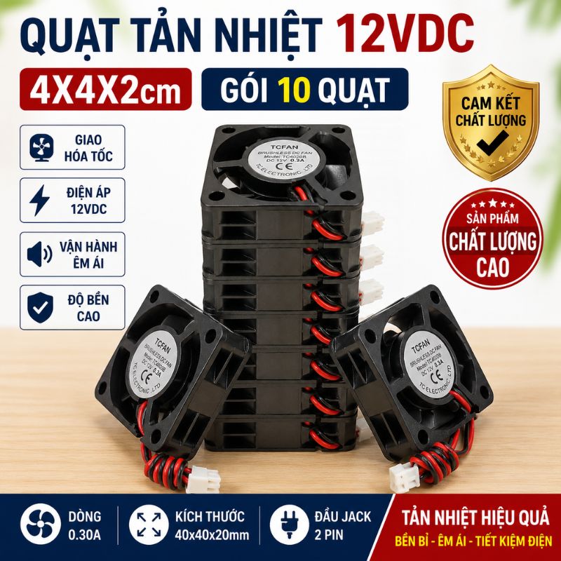 Quạt Tản Nhiệt 12V 4x4x2cm 0.2A - 0.3A