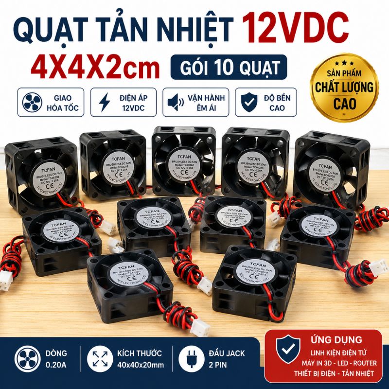 Quạt Tản Nhiệt 12V 4x4x2cm 0.2A - 0.3A