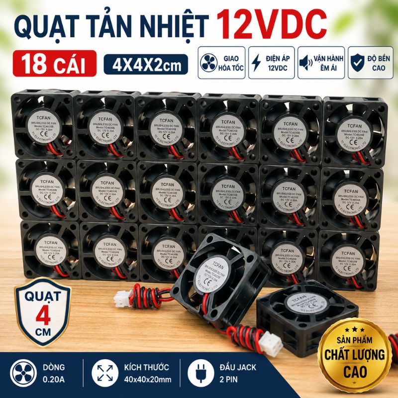 Quạt Tản Nhiệt 12V 4x4x2cm 0.2A - 0.3A