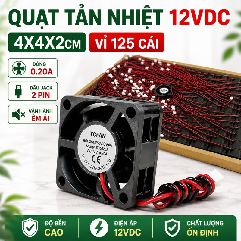 Quạt Tản Nhiệt 12V 4x4x2cm 0.2A - 0.3A