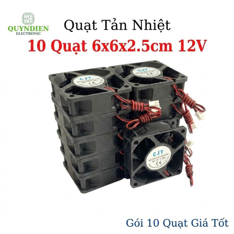 Quạt Tản Nhiệt 12V 6x6x2.5cm 0.3A Không Chổi Than