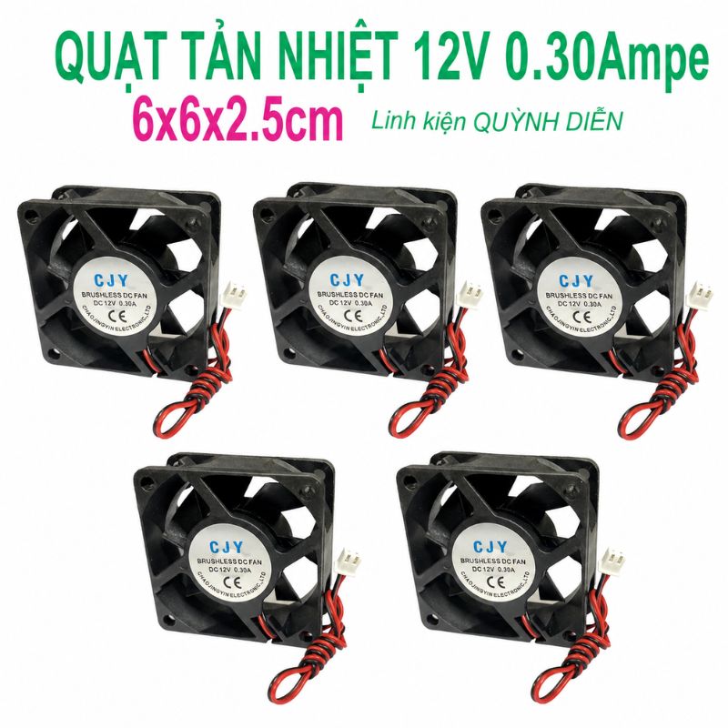 Quạt Tản Nhiệt 12V 6x6x2.5cm 0.3A Không Chổi Than