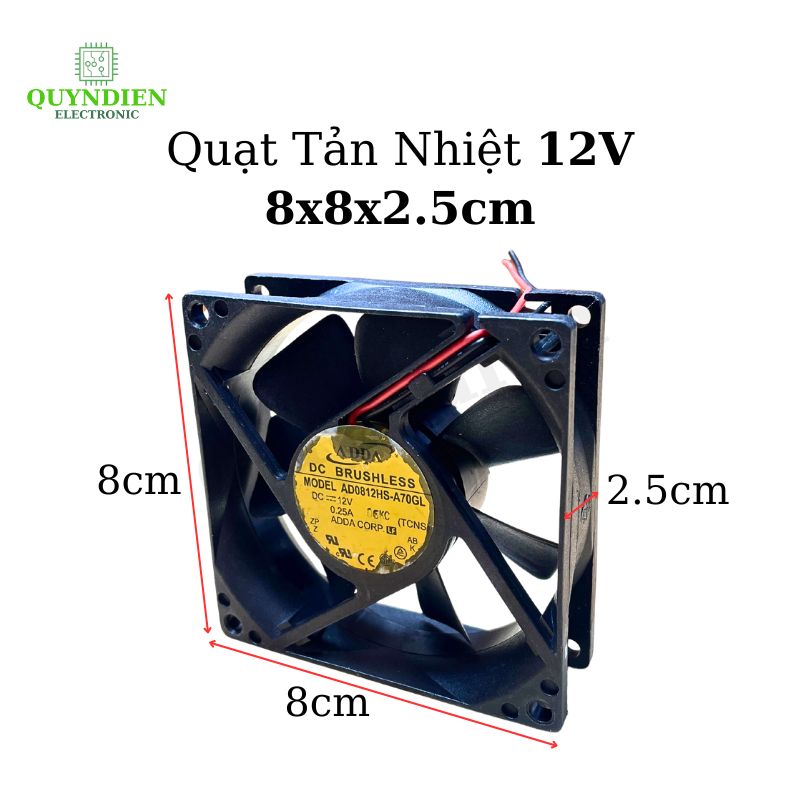 Quạt Tản Nhiệt 12V 8x8x2.5cm 0.25A – Hàng Tháo Máy