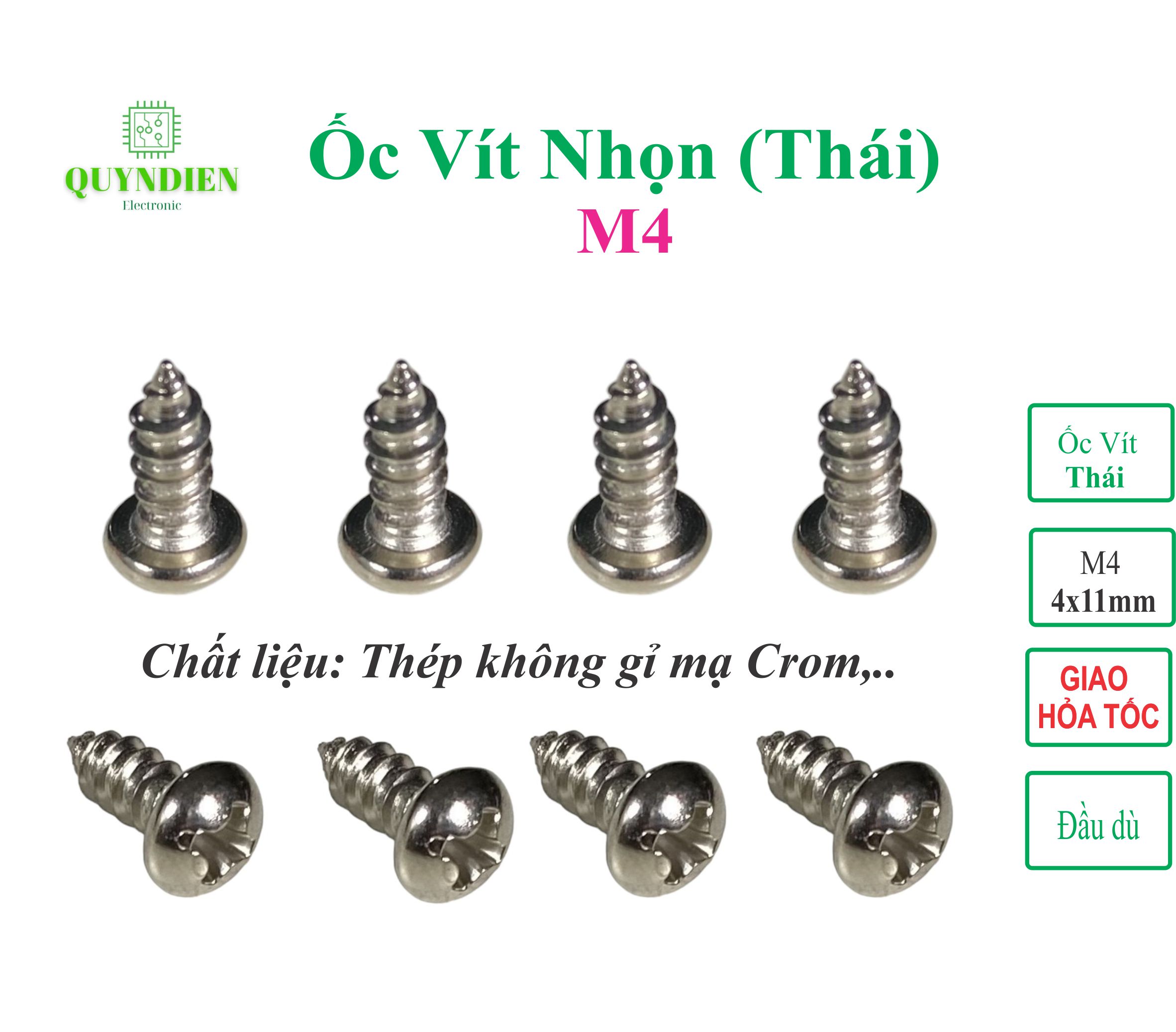 Ốc vít bắt ampli, bắt quạt bắt vỏ sạc ốc răng xoắn 4mm dài 11mm đầu dù (Túi 100g=100 con)