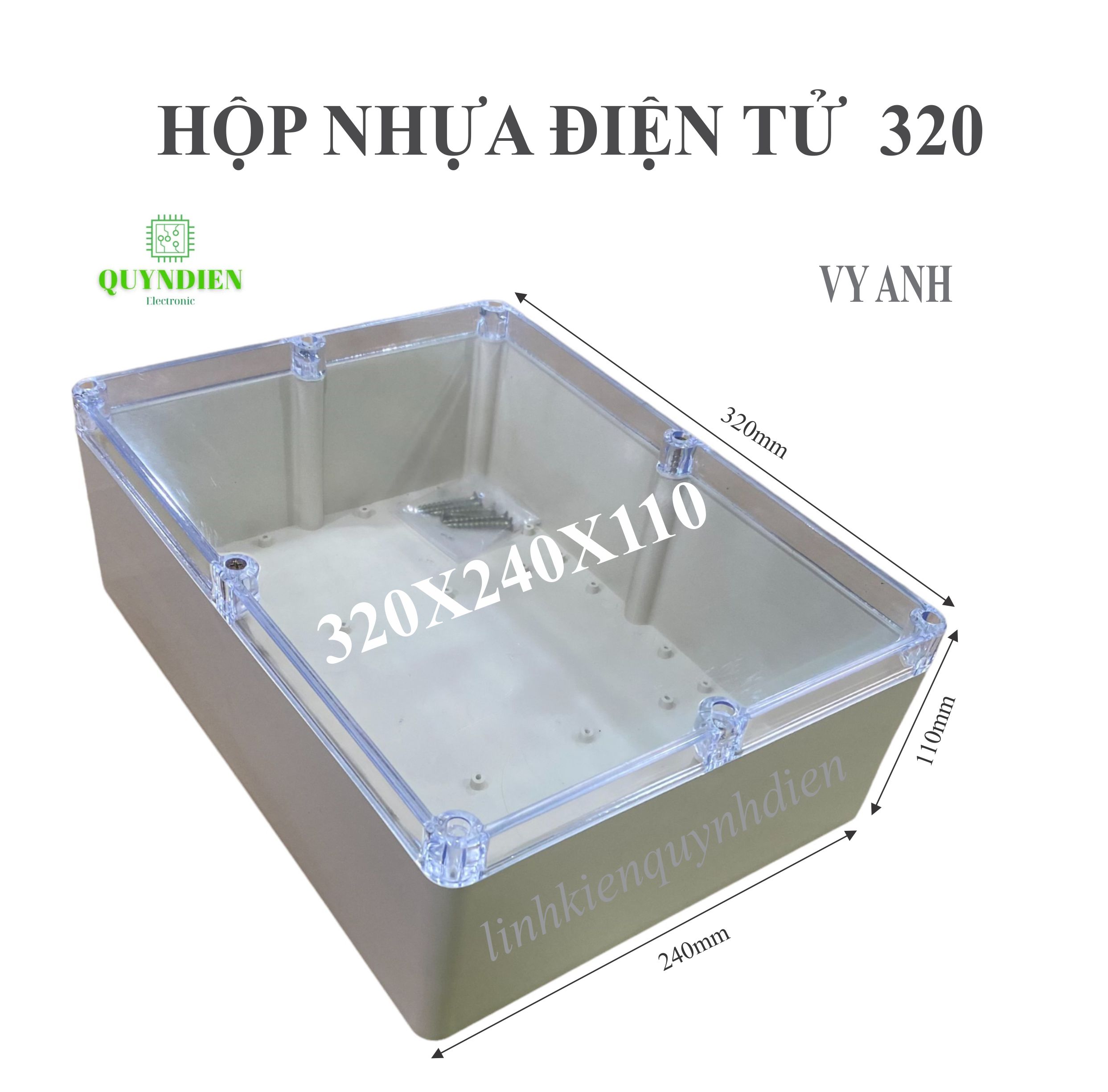 Hộp Nhựa Vy Anh 320x240x110mm Màu Trắng Nắp Trong