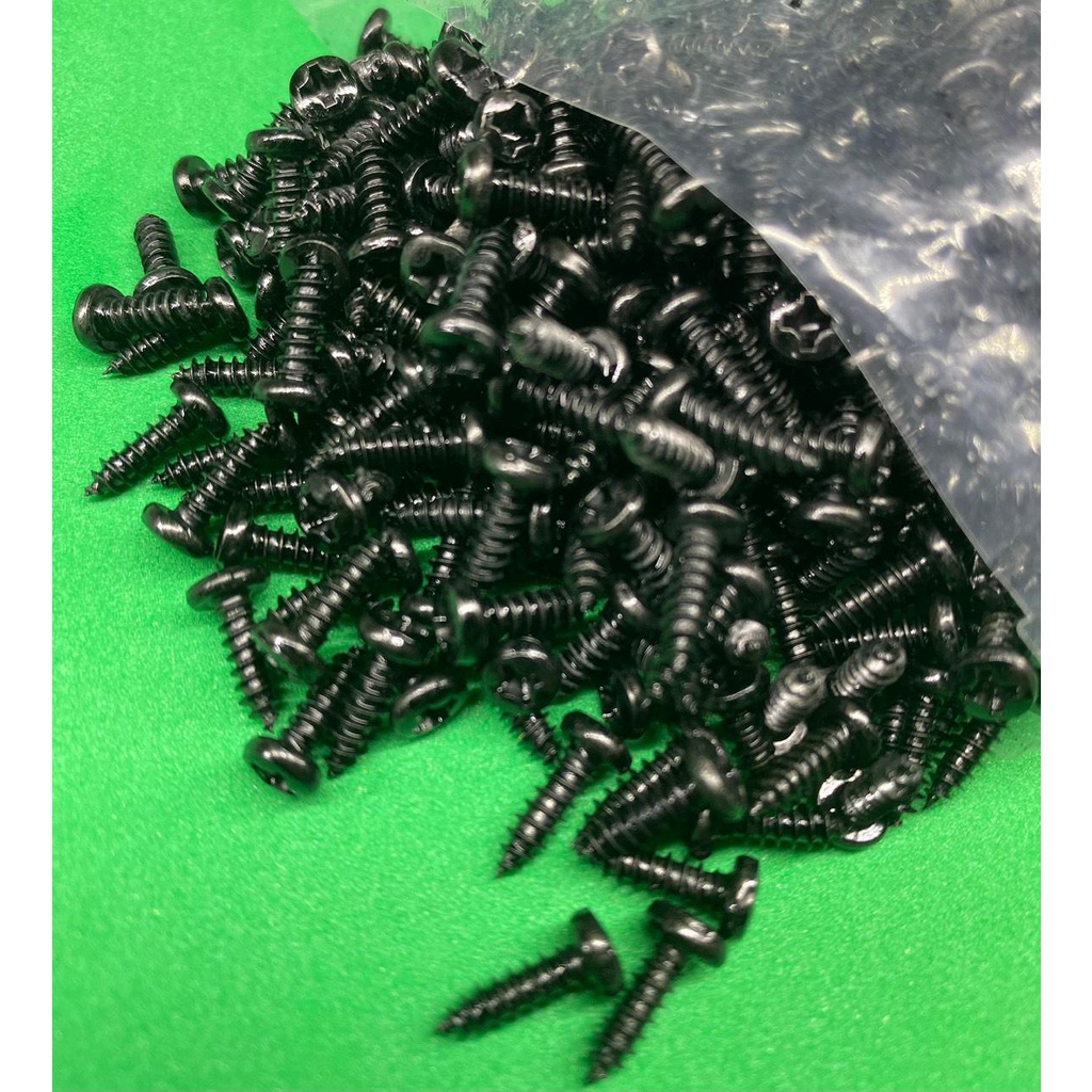 Ốc vít đầu dù nhọn răng xoắn 3mm dài 14mm ĐEN một túi 620gram khoản 950 con