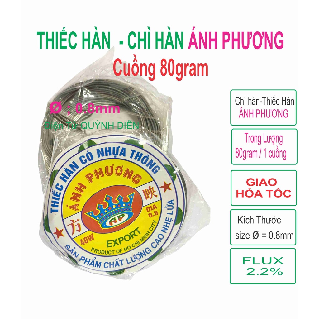 Chì hàn ÁNH PHƯƠNG Cuộn 80gr 0.8mm (Thiếc Hàn)