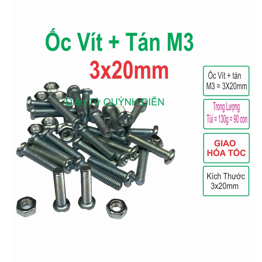 Ốc vít tán M3 3ly dài 2cm (túi 110g ) khoảng 90 - 100 con