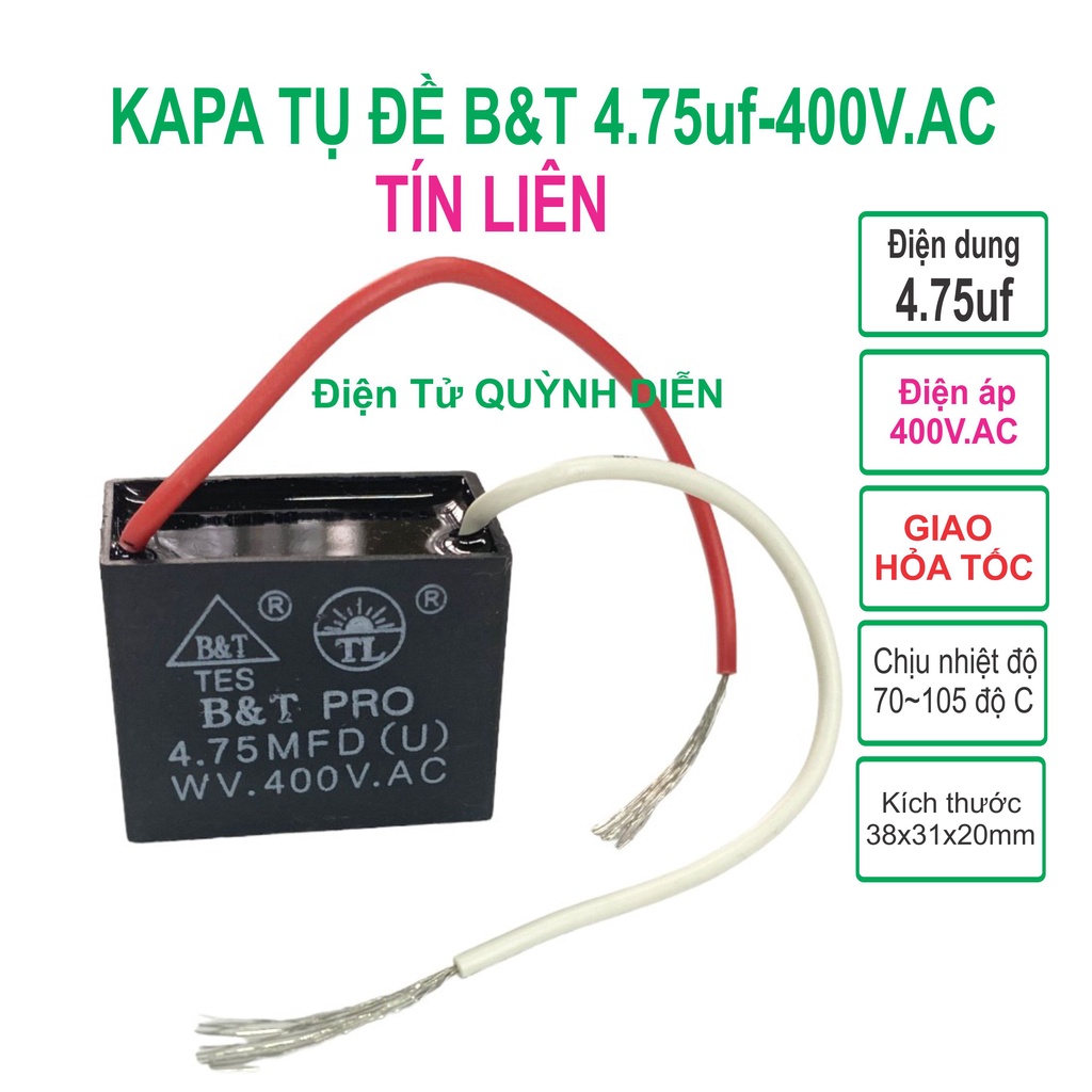Tụ điện kapa tụ đề tụ ngậm tụ quạt 4.75uf 400V.AC TÍN LIÊN