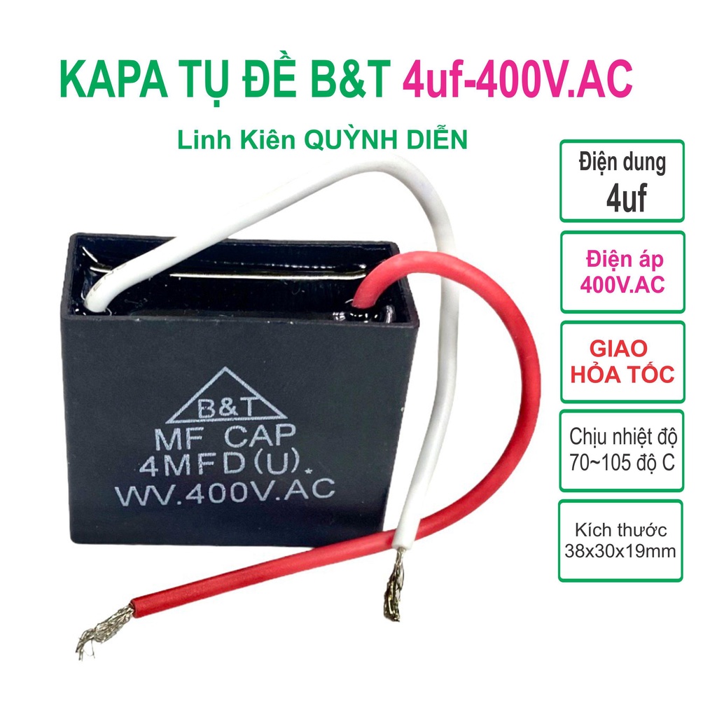 Tụ điện kapa tụ đề tụ ngậm tụ quạt 4uf 400V.AC B&T