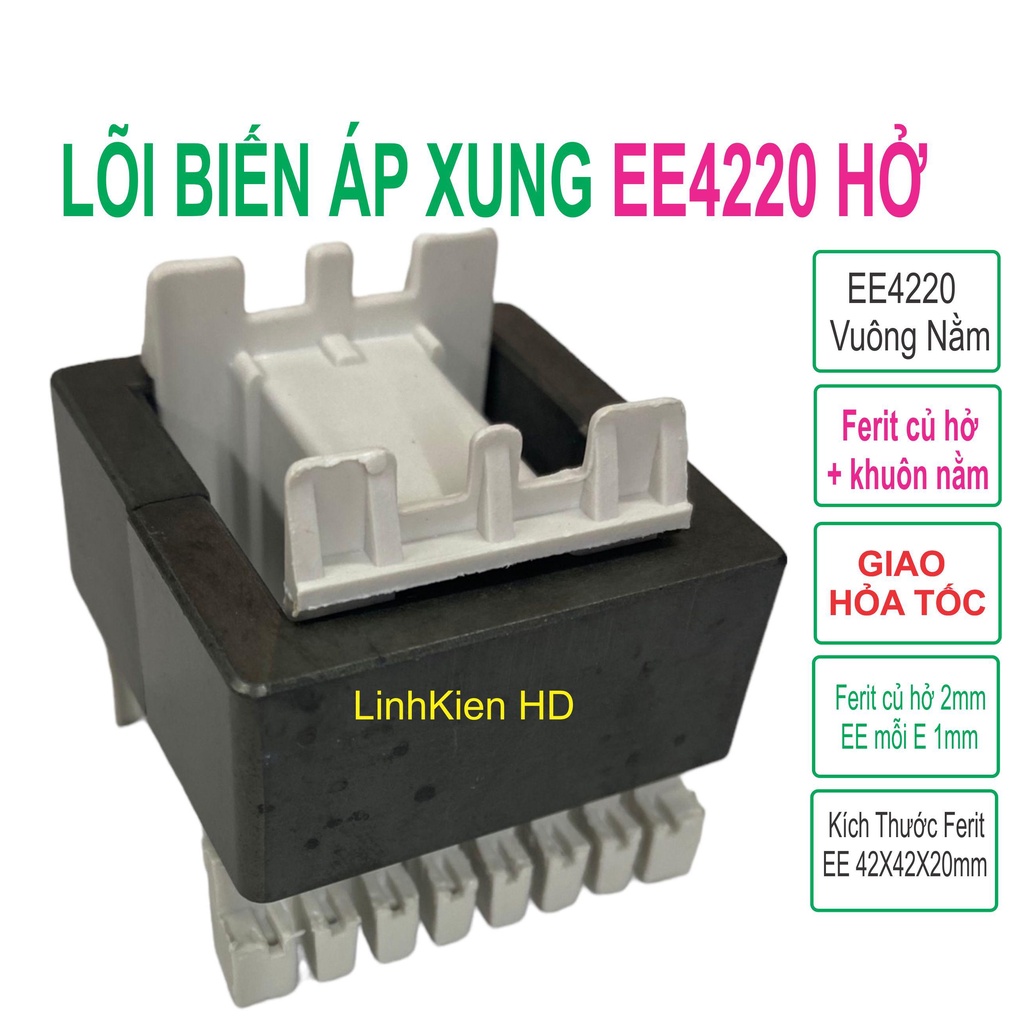 Lõi Biến Áp Xung EE42x20mm Vuông Nằm Ferit Củ Hở (8+8 Chân Trắng)