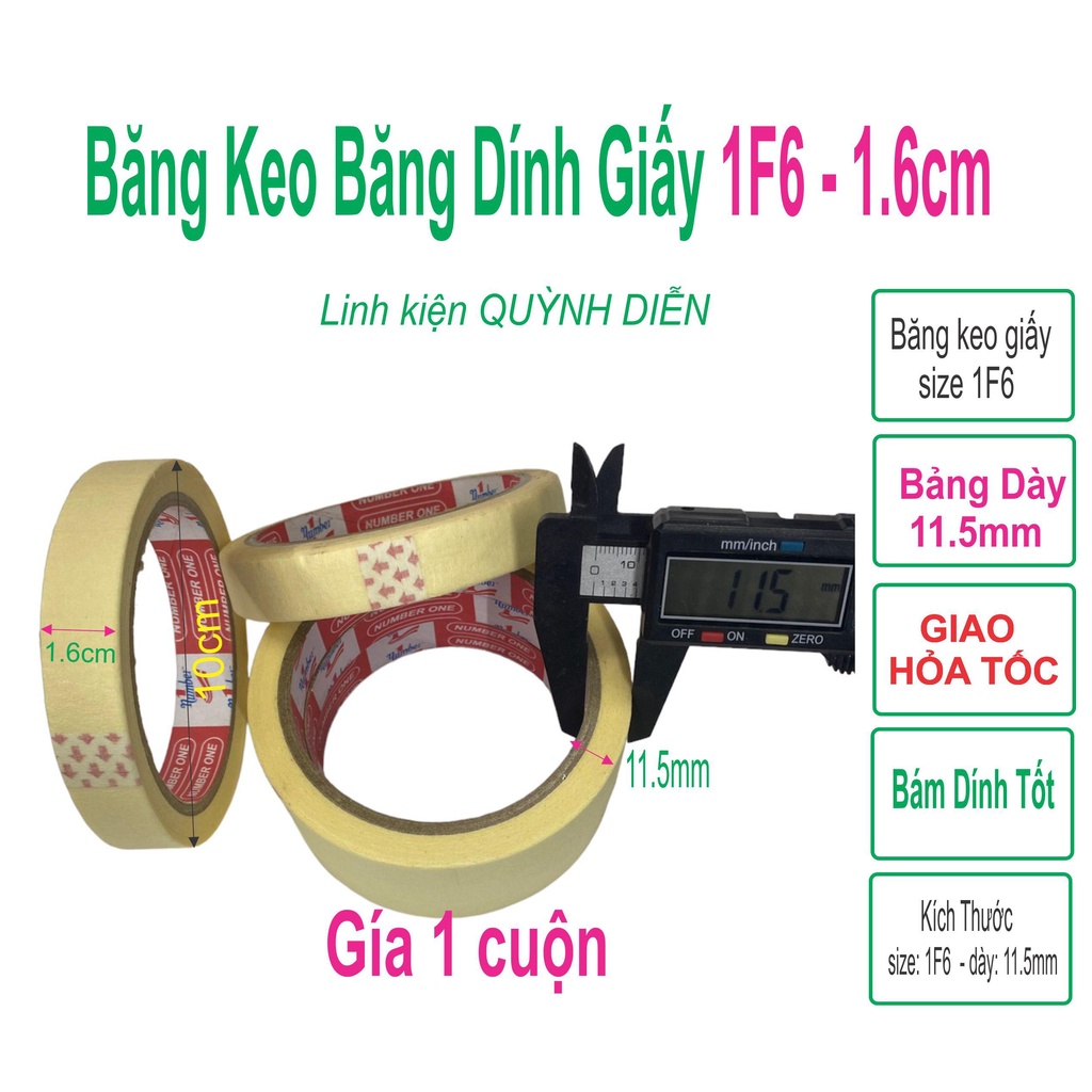 Băng keo giấy băng dính 1F6 1.6cm loại dày