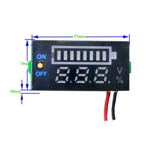 Vôn kế đo điện áp ắc quy ON/OFF 12V6 hiển thị dung lượng pin màn hình led volt kế 0.56 inch